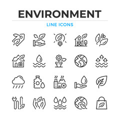 Environment line icons set. Modern outline elements, graphic design concepts, simple symbols collection. Vector line icons
