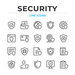 Security line icons set. Modern outline elements, graphic design concepts, simple symbols collection. Vector line icons