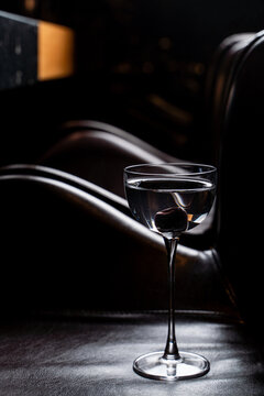 Luxury liquor in a black elegant atmosphere, brutal photo for a man's magazine