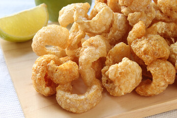 Pork crackling, appetizer. Traditional Brazilian cuisine