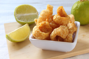 Pork crackling portion, appetizer.