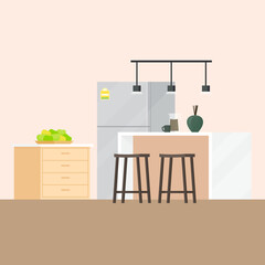 kitchen interiors modern design flat illustration vector