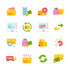 online shopping sale flat minimal doodle icon