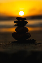zen stones on the beach