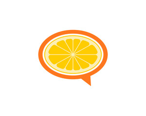 Orange fruits slices in the bubble chat
