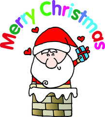 Vector illustration cartoon santa claus snowman christmas card series