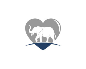 Walking elephant in the love shape