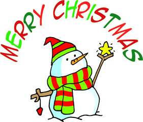 Vector illustration cartoon santa claus snowman christmas card series