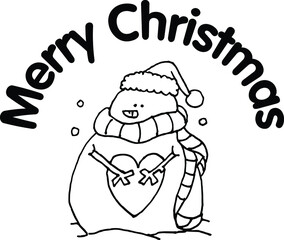 Vector illustration cartoon santa claus snowman christmas card series