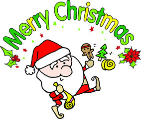 Vector illustration cartoon santa claus snowman christmas card series