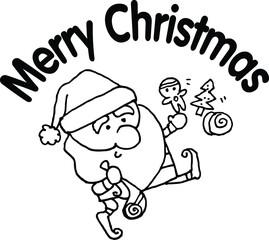 Vector illustration cartoon santa claus snowman christmas card series