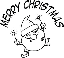 Vector illustration cartoon santa claus snowman christmas card series