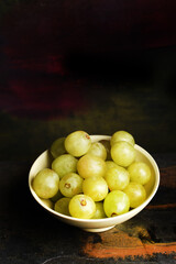 Green Grapes on Dark and Moody Background