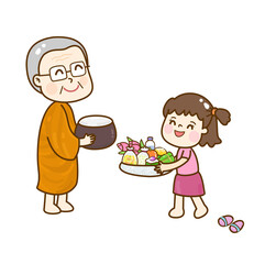 
Cartoon thai monk character vector.
