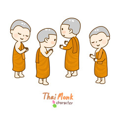 Fototapeta na wymiar Cartoon thai monk character vector. 