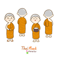 
Cartoon thai monk character vector.
