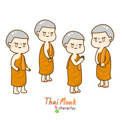 Naklejka premium Cartoon thai monk character vector. 