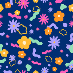Fototapeta na wymiar cute colorful and playful floral pattern