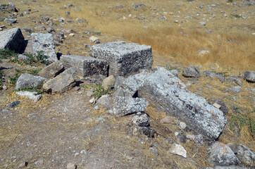 Ruins of antique city Hierapolis, in Pamukkale, Turkey
