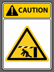 Beware of the car barrier automatic closing.,Caution sign.