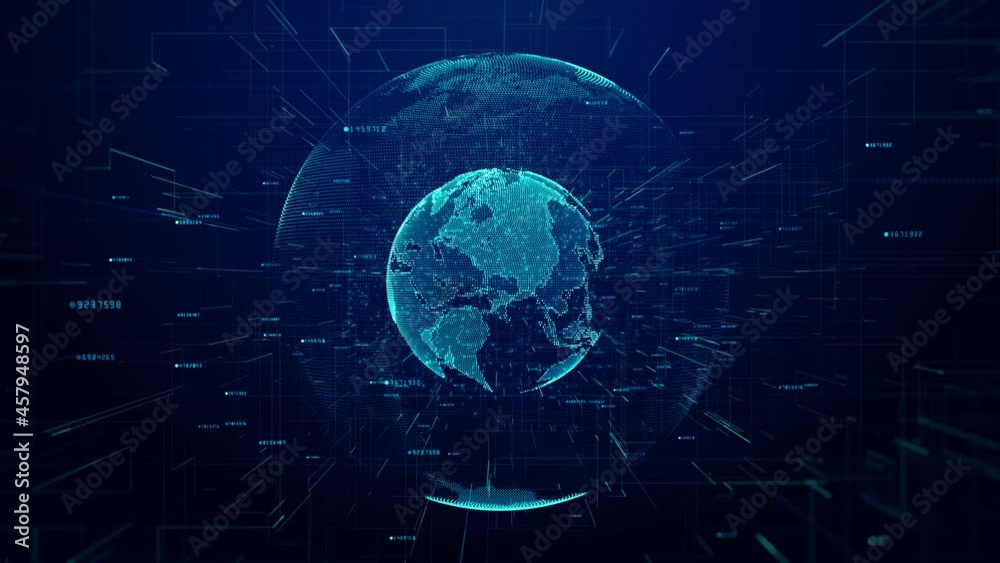 Fototapete Technology Network Data Connection, Digital Data Network, and Cyber Security, Futuristic Global Network Connection Abstract Background, 4K