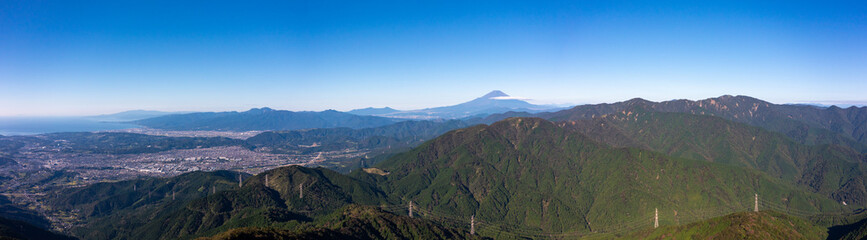 富士山のパノラマ空撮