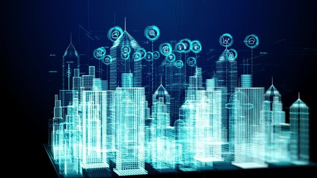 Smart city with technology network Internet of things and social media connection, Technology high speed internet connection, Digital data future abstract background.