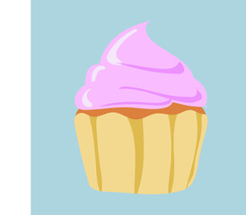 Vector cupcake illustration. Set of hand drawn cupcakes. Doodle cakes with cream and berries.