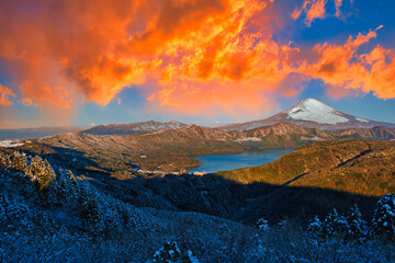 箱根・大観山より富士山の夕景