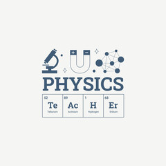 Physics teacher typography t-shirt print clothing design vector. School and college Teacher motivational T shirt design for gift, Best teacher t-shirt gift