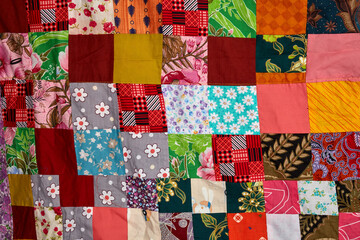 Handmade Patchwork quilt as background. - obrazy, fototapety, plakaty