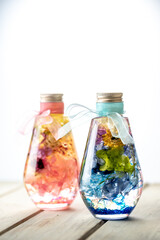 ハーバリウム　ボトルとプリザーブドフラワー