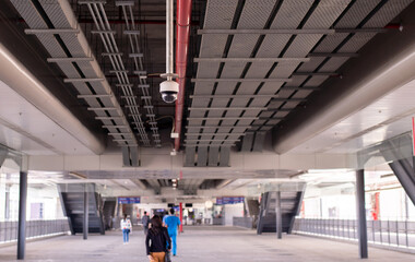 CCTV in building at tain station terminal,Security camera monitor for privacy