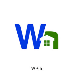 Obraz premium Letter W and n with negative space home concept. Very suitable for symbol, logo, company name, brand name, personal name, icon and many more.