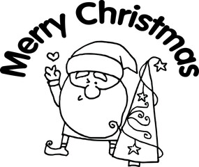 Vector illustration cartoon Santa Claus Christmas card series