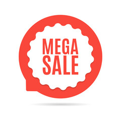 Vector Mega Sale Label on White Background