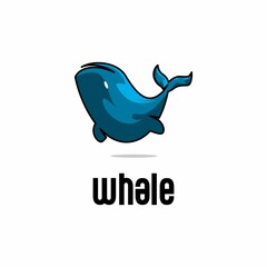 whale logo illustration vector, icon and logo