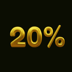 3d Shinny Gold Text Effect 20 Percent 
