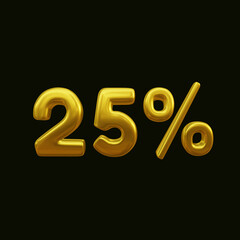 3d Shinny Gold Text Effect 25 Percent 