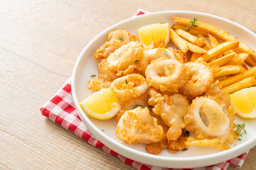 calamari - fried squid or octopus with fries