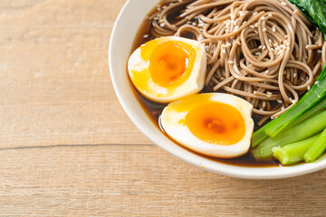 ramen noodles with egg - vegan or vegetarian food style