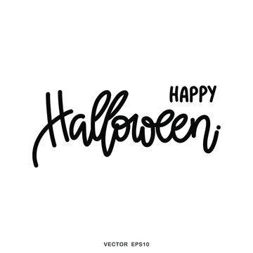 Happy Halloween word handwritten calligraphy isolated on white background, Flat Modern design, illustration Vector EPS 10