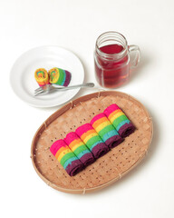 Sponge rolls consist of several colors forming a rainbow formation. Start your morning with a piece...