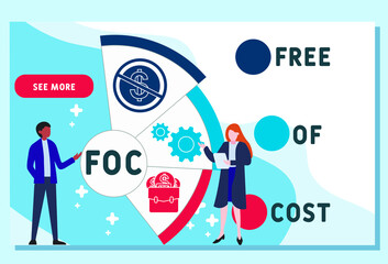 Vector website design template . FOC - Free Of Cost acronym. business concept. illustration for website banner, marketing materials, business presentation, online advertising.