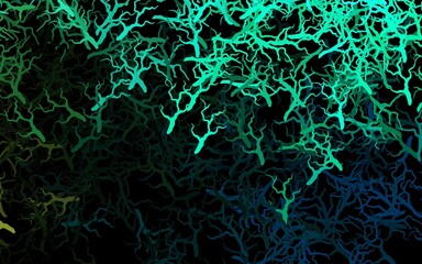 Dark Green vector doodle template with leaves, branches.