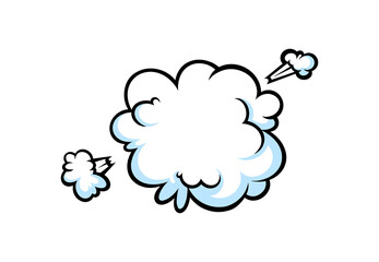 Comic boom smoke effect. Puff and burst clouds for surprising and explosive events. Vector illustartion isolated in white background
