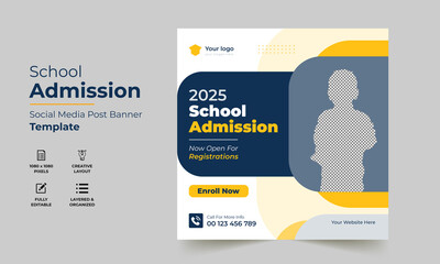 School admission social media post & back to school web banner template