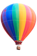  Rainbow colorful hot air balloon with basket isolate on white background with clipping path