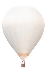 White hot air balloon with basket isolate on white background with clipping path