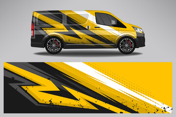 Wrap car vector design decal. Graphic abstract line racing background design for vehicle, race car, rally, adventure livery camouflage.